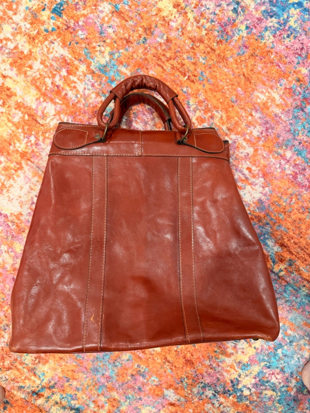 Vintage Leather Country Club Golf Bag Carry On Travel Bag Cognac Brown